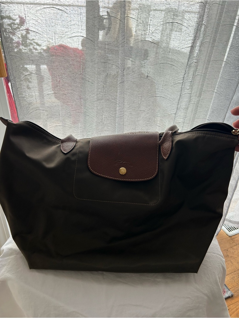Longchamp Brown Flap Black Tote